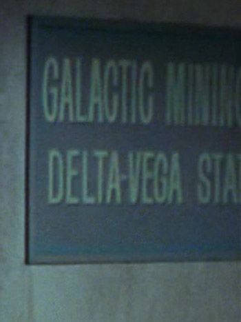 Galactic Mining Company sign on Delta Vega (TOS02)